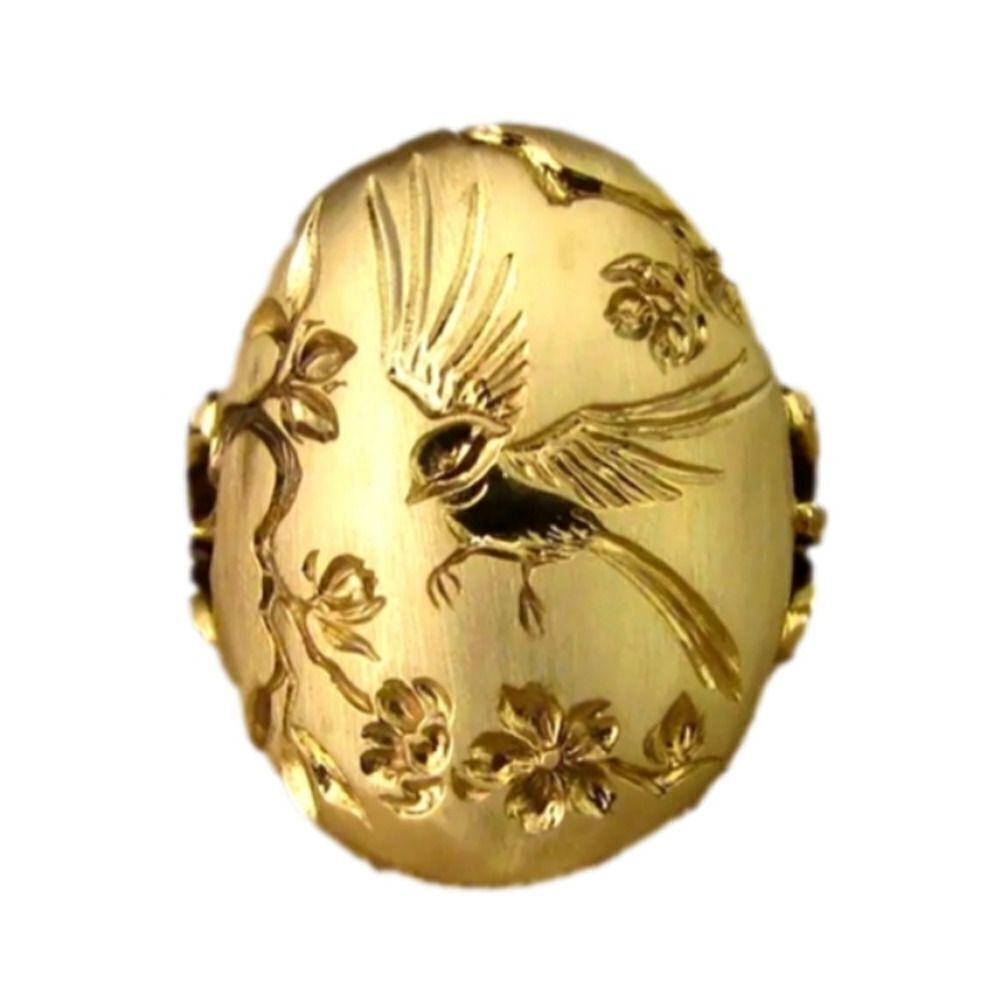 Unisex 18kt Gold Plated Bird And Flower Ring sz 11